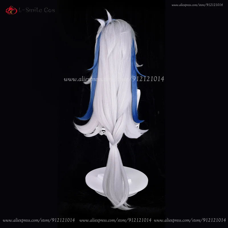 Fontaine Cosplay Neuvillette Cosplay Wig Long Silver White Blue Wig Heat Resistant Synthetic Anime Wigs + Wig Cap