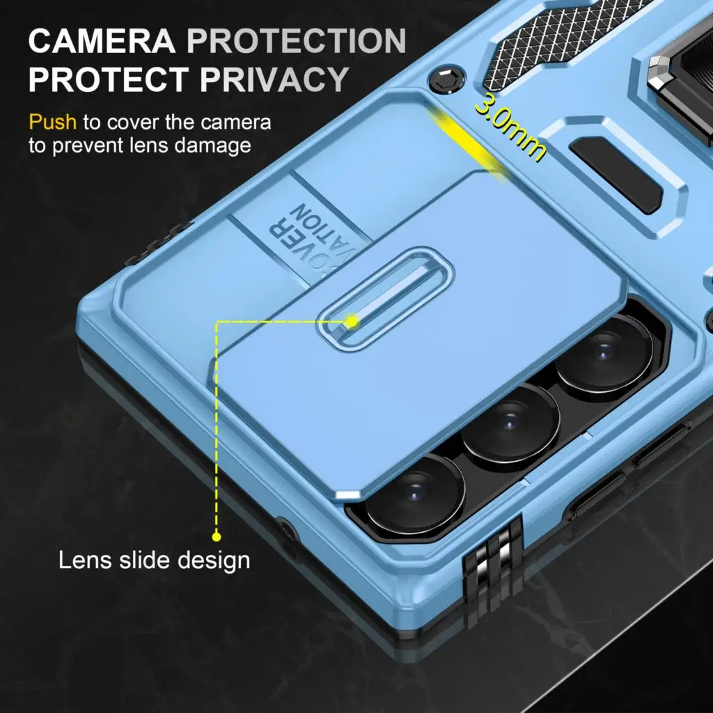 Ring Camera Cover Case For Samsung Galaxy S23 Plus S22 Ultra S20 S21 FE 5G Shockproof Magnetic Stand Phone Case With Car Holder