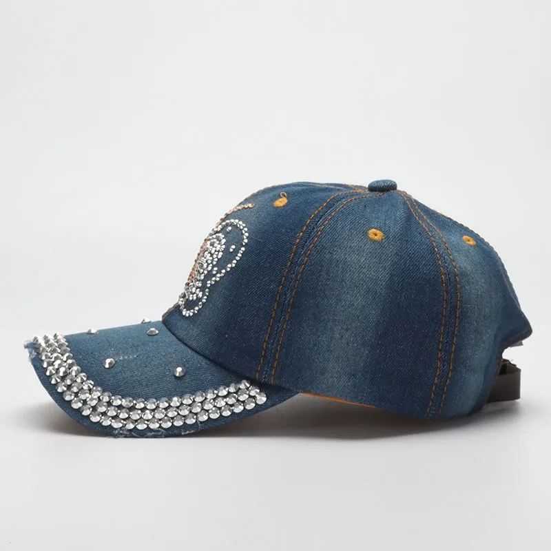 COKK Women's Baseball Cap Shiny Butterfly Pattern Denim Cloth Snapback Hats For Women Summer Autumn Casual Gorras Adjustable New
