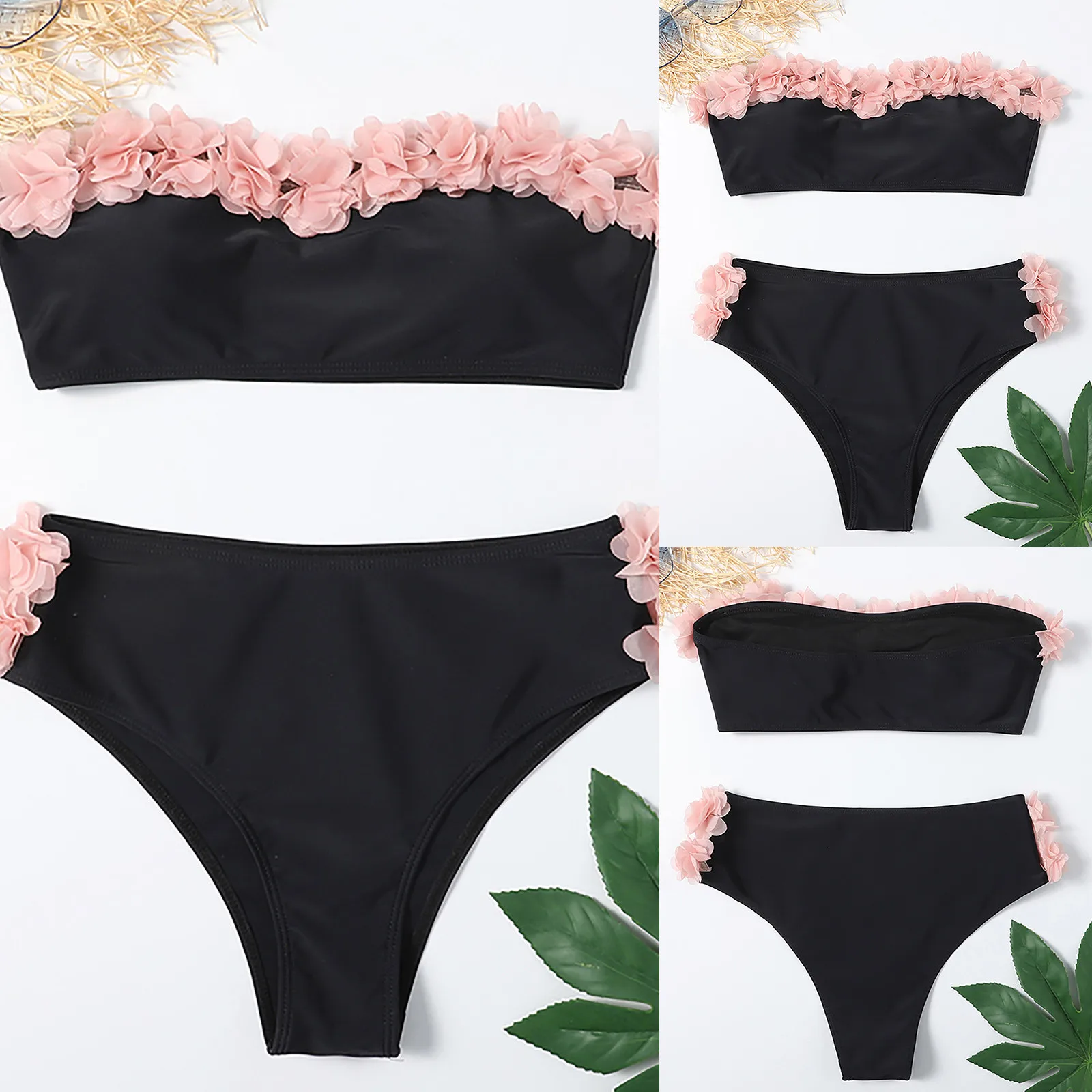 Plus Size Bikinis Set For Teens Swimsuit High Breast Contrast new 2025 Gradient Split Bikini Set Swimsuit Tummy Control Plus Size