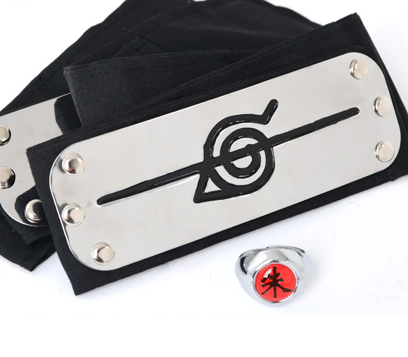 2pcs/set Naruto Akatsuki Rings Headbands Anime Figure Itachi Cosplay Ring Accessories Props Jewerly Christmas Party Gifts