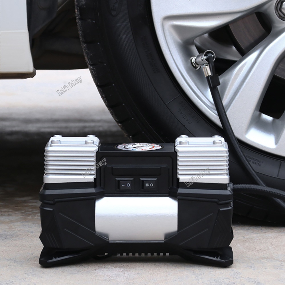 New 12V 180W Double Cylinder High Pressure Tyre Car Air Bike Pump Electric Digital Iator Tire Iator Compressor Auto 11ee0