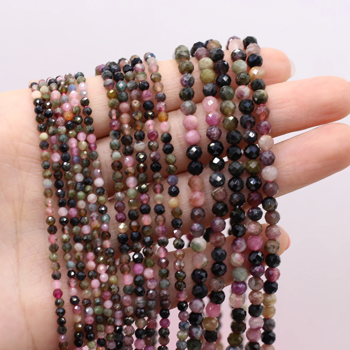Natural Stone Beaded Faceted Round Colored Tourmaline Gemstone Loose Beads for Jewelry Making Diy Necklace Bracelet Accessories