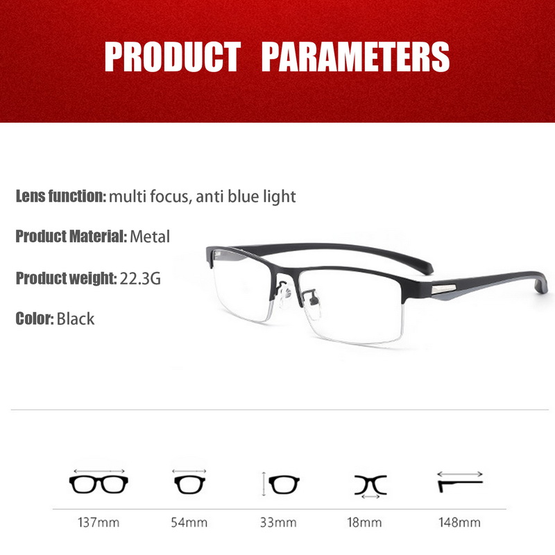 TR90 Titanium Multifocal Reading Glasses Progressive Bifocal Anti Blue Light Eyewear Men Women UV Protect Presbyopic Glasses