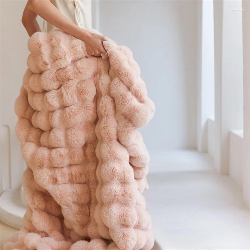 Blankets And Cozy Toscana Fur Blanket With Double-sided Bubble Fleece - Perfect For Office Nap Sofa Cover Warm Winter Bed 120*200cm