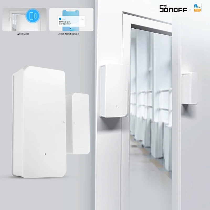 SONOFF DW2 WiFi/ DW2-RF Smart Door Window Sensor Door Open/Closed Detectors eWeLink Smart Home Alarm Work With Alexa Google Home