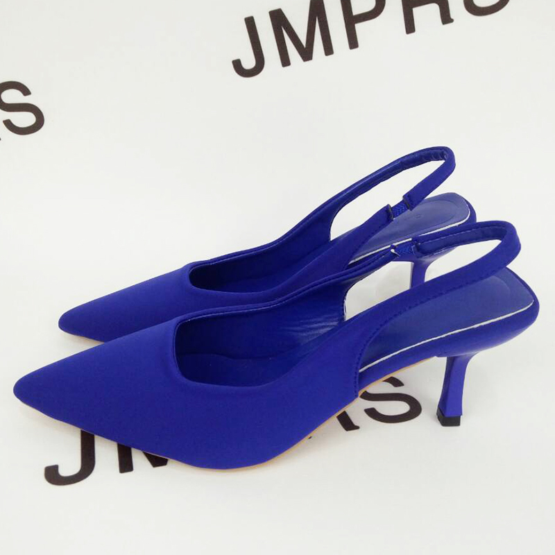 2025 new Simple JMPRS Blue Sgback Pumps 2023 Summer Elegant Pointed Toe High Heels Shoes Woman Solid Thin Heel Sandals for Women 5a61