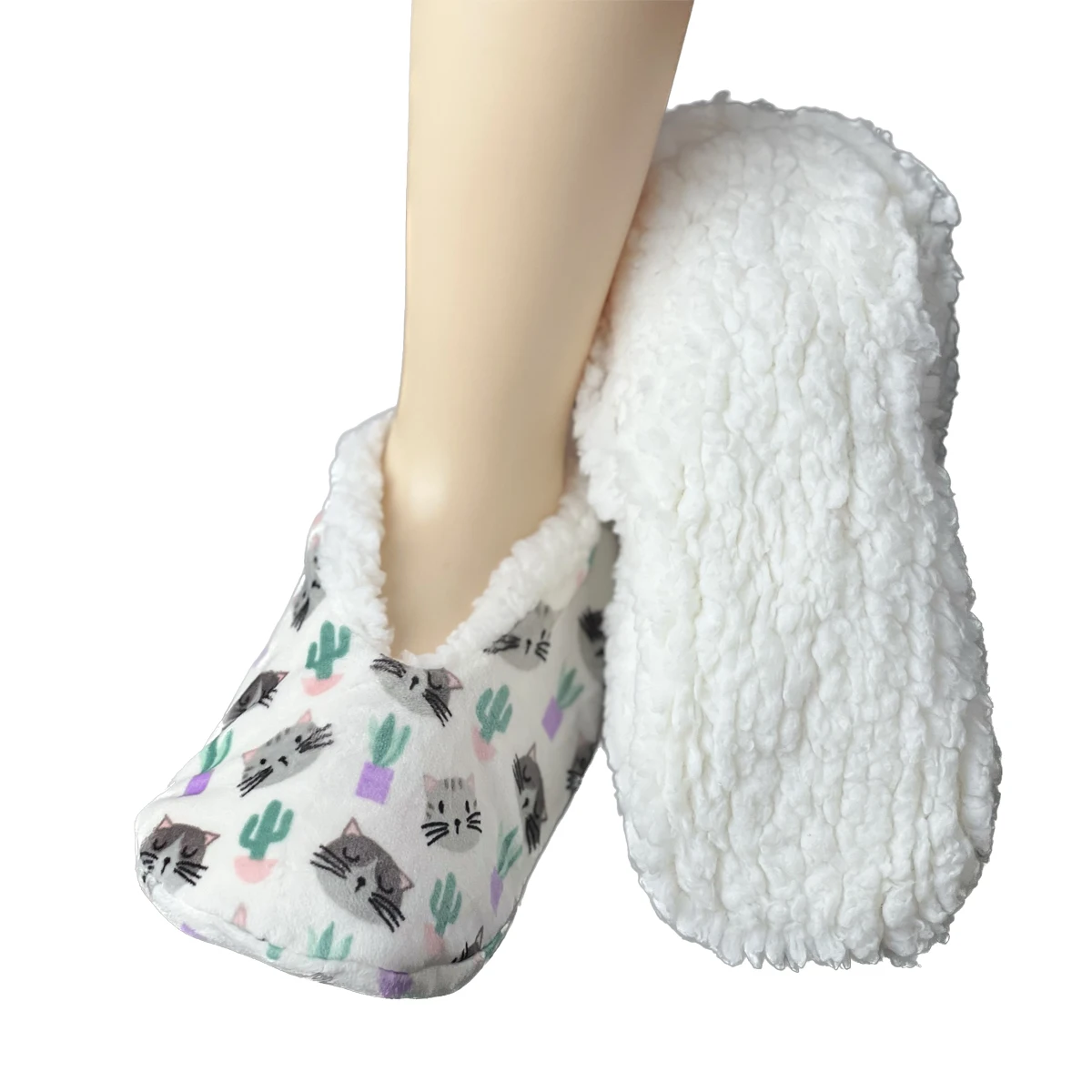Fluffy Female Floor Slipper Womens Dinosaur Snowman Winter Shoes Thick Plush Anti Skid Grip Cute Funny Indoor Home House Shoes