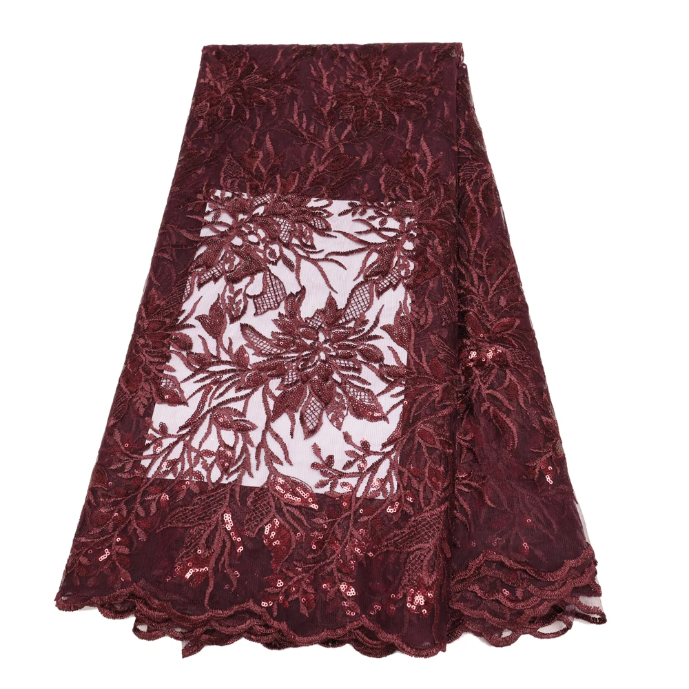 Nigerian Tulle Lace African Lace Fabric With Sequin Embroidery French Mesh Net Lace Fabrics For Wedding Party Material QF3183