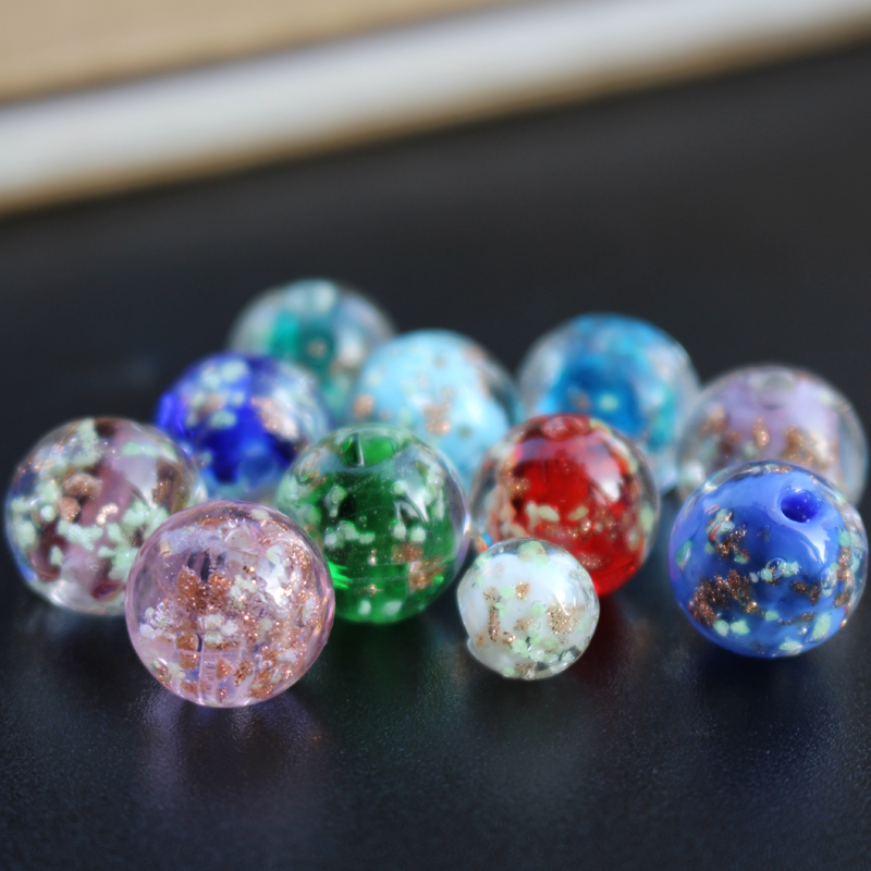 8 10 12mm Mix Pink Blue Luminous Handmade Lampwork Glass Beads Glow In Dark for Jewelry Bracelet Making DIY Materials Bead Bulk