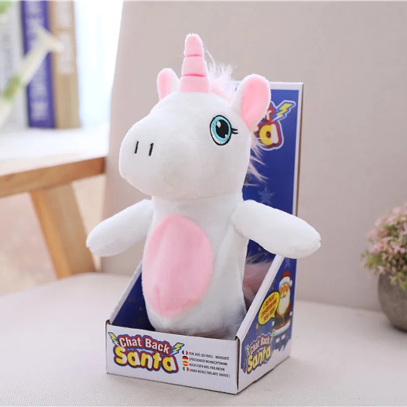 2025 23cm Electric Talking Unicorn Plush Toy Stuffed Animal Toy Electronic Unicorn Toy Sound Record Horse Children new Kid Birthday Gift