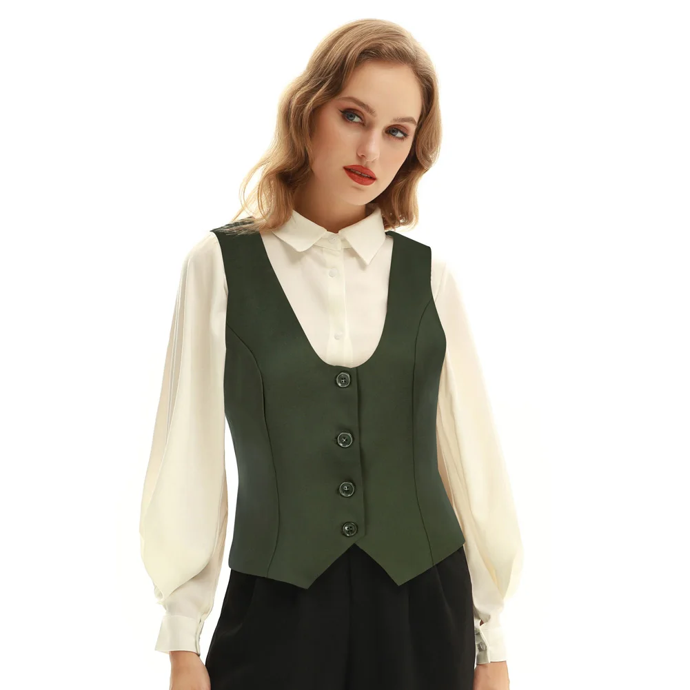 new Belle Poque Women Solid Color Single Breasted Waistcoat 2025 Vintage Handkerchief Hem Vest Coat Formal Dressy Suit Vest A30