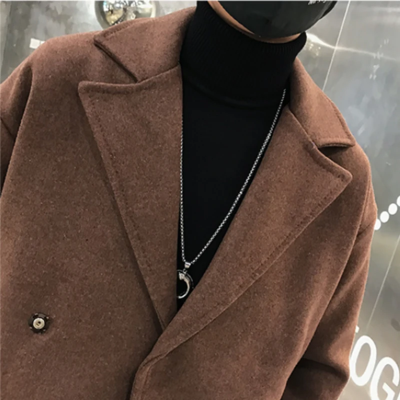 2023 Brand Clothing Men High Quality Leisure new Solid Woolen 2025 Cloth Coat/Male Slim Fit Winter Keep Warm Woolen Cloth Coats Cothing