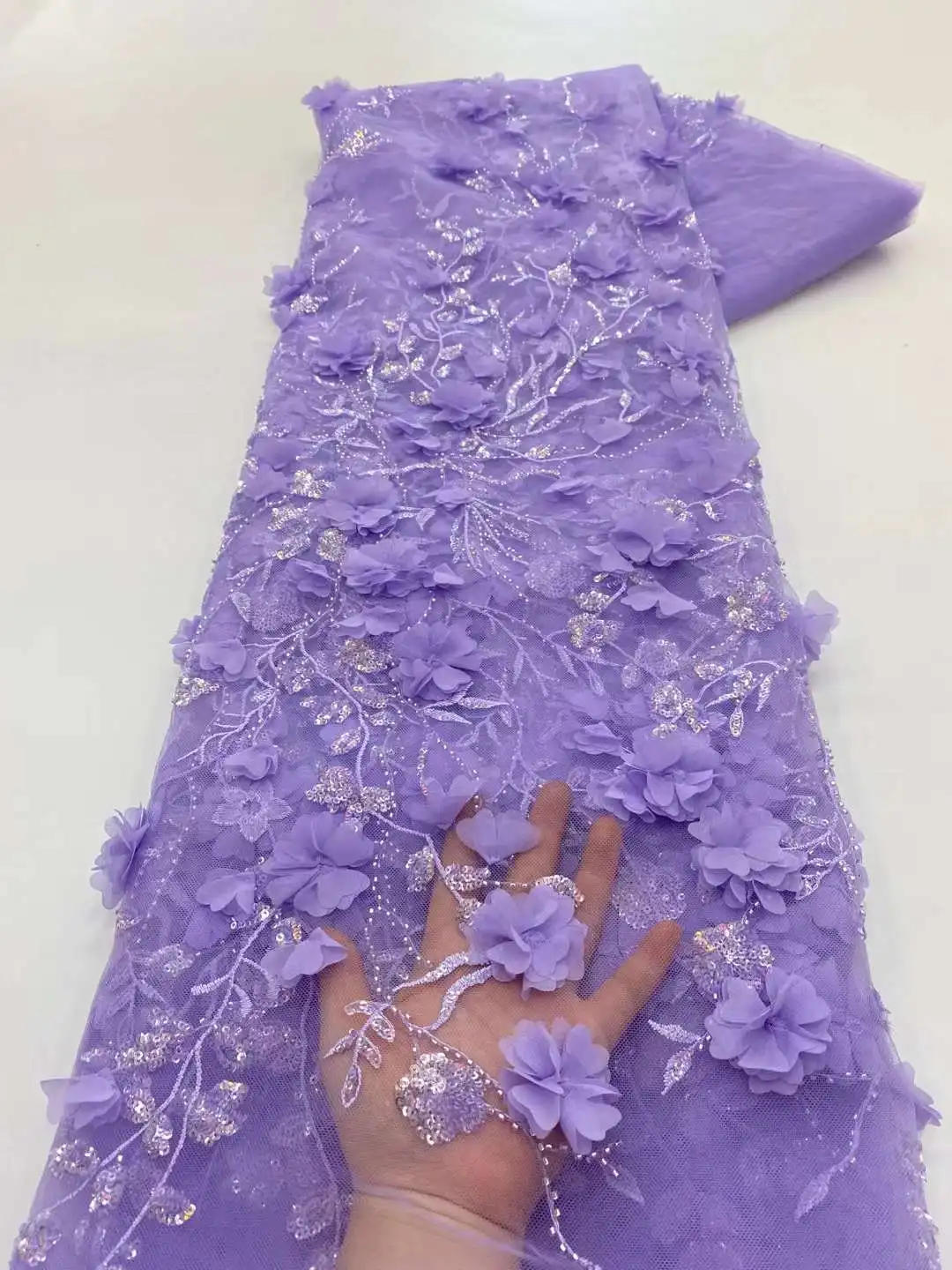 3D Lace Flowers Latest African Lace 2023 Styles French 2025 Party Lace Fabrics 5 Yards Tulle Nigerian new Lace Fabrics For Bridal