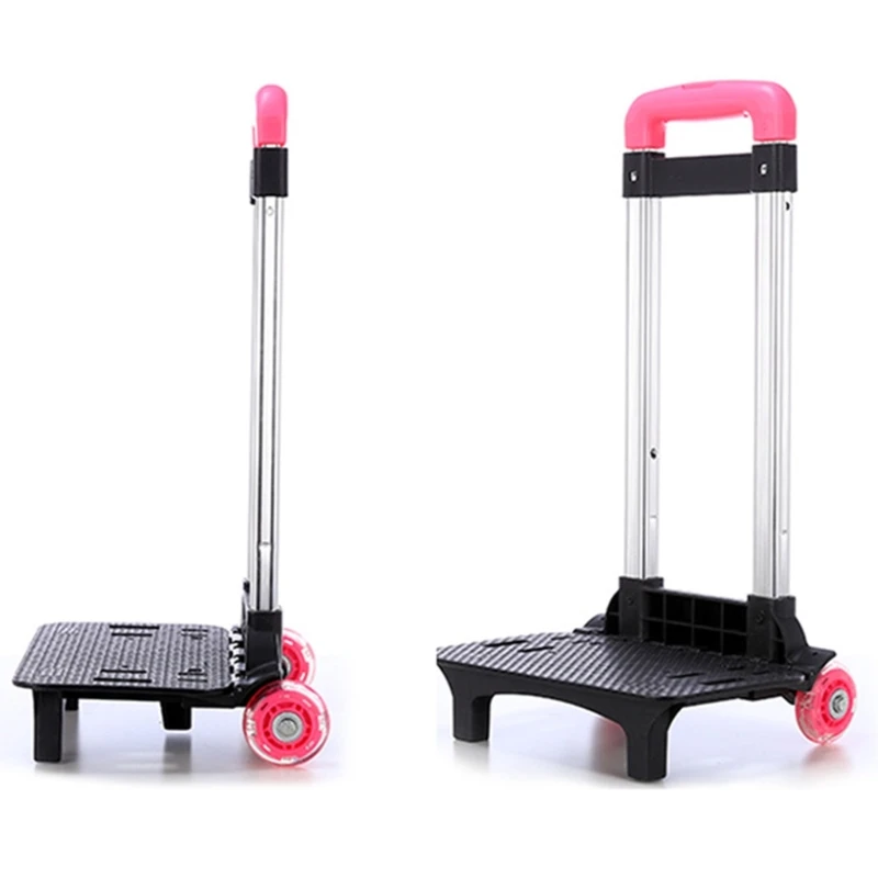 Foldable Trolley Cart 2 Wheels Backpack Trolley Durablel Aluminium Alloy Student Luggage Travel Hand Cart for School Bag