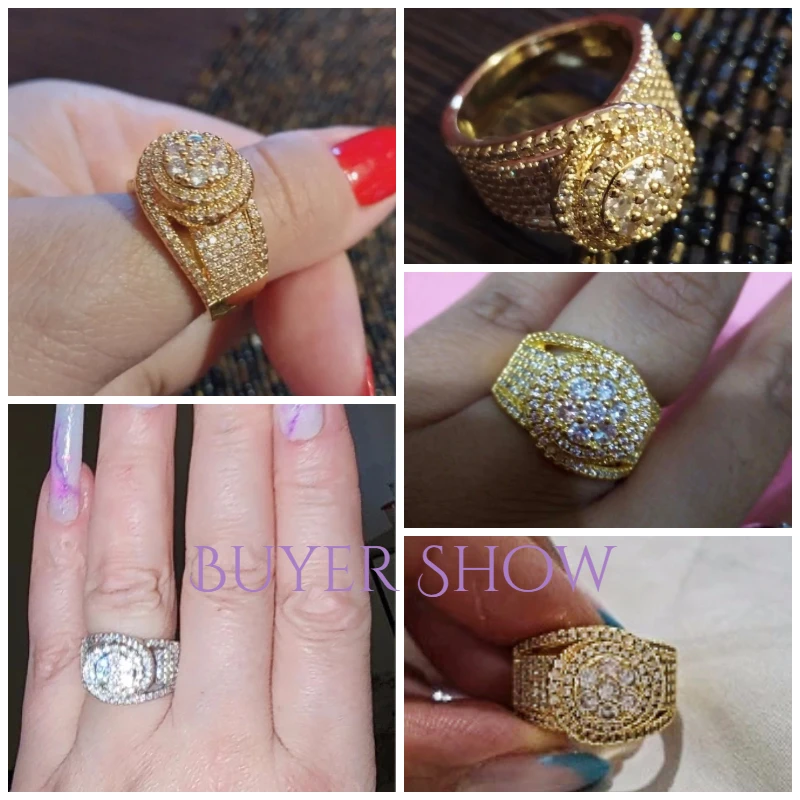 Huitan Full Bling Iced Out Cubic Zirconia Rings Women for Engagement Wedding 2025 Bands Accessory new High Quality Trendy Jewelry