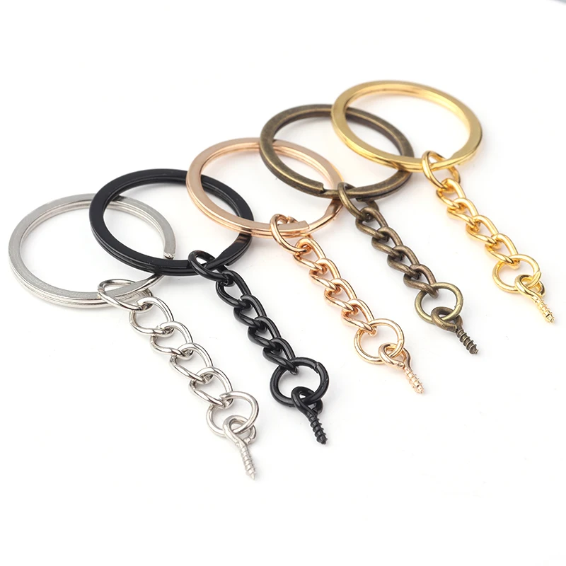 10-20pcs Screw 2025 Eye Pin Key new Chain Key Ring keychain Bronze Rhodium Gold Color Keyrings Split Rings With Screw Pin Jewelry Making