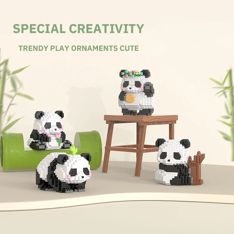 Creative Diy Animal Assemable Building Blocks Cute Panda Mini Diamond Blocks Model Birthday Gift Children's Day Toy