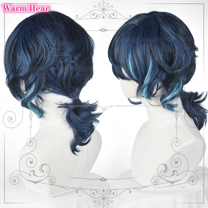 2025 Tsumugi Aoba Wig ES Tsumugi Aoba Cosplay Wigs new Blue Highlight Heat Resistant Hair Halloween Party Wigs + Wig Cap