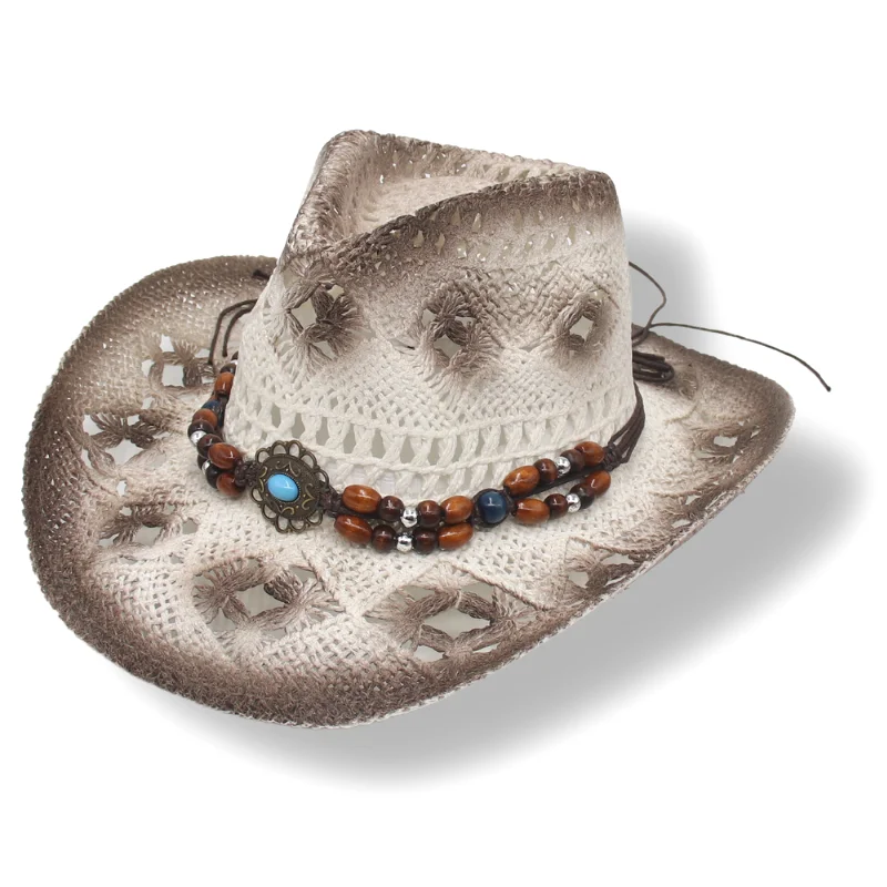 Summer Men Women Straw Hollow Handmade Western Cowboy Hat Elegant Cowgirl Outdoor Travel Jazz Beach Sun Hat sombreros de vaquero
