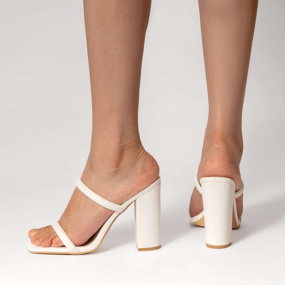 2024 New Oversized High Heels with Exposed Toes, White Temperament, Fairy One or Two Stripes, Wearing Sandals and Slippers for Women's Shoes ddmy