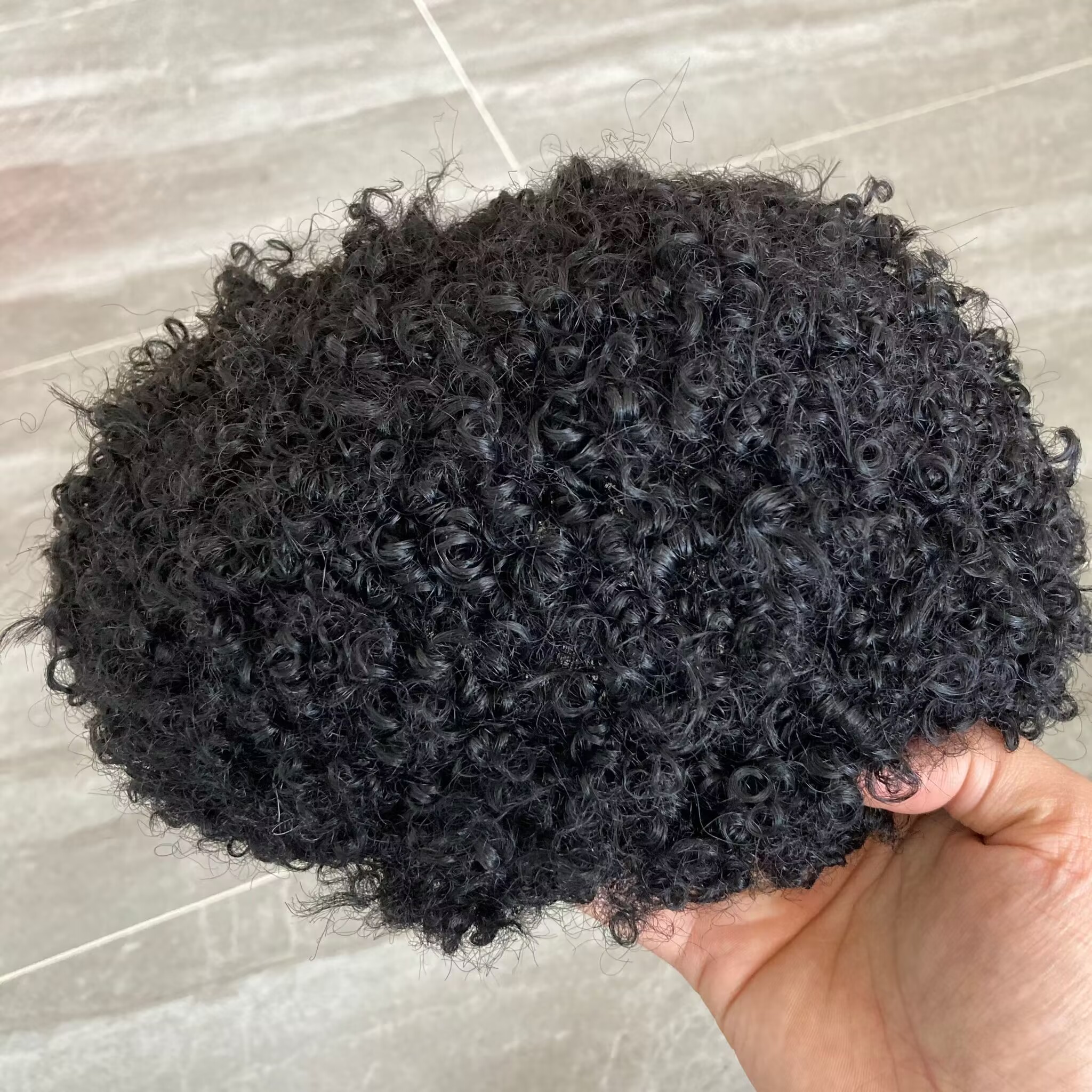 8mm Afro Curly Natural Human Hair Toupee Hairpieces for Men Skin PU Base Toupees for Black Men Hairpieces Wig