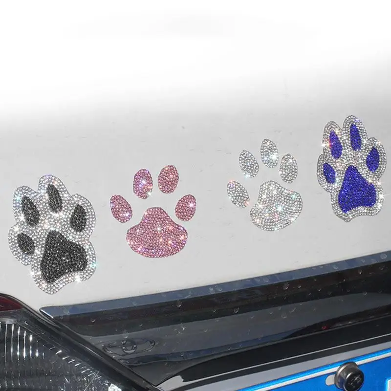 New Crystal new Dog Paw Print 2025 Car Stickers Bling Rhinestone Paw Decals Car Window Decor Sticker Auto Exterior Decor Car Accessories