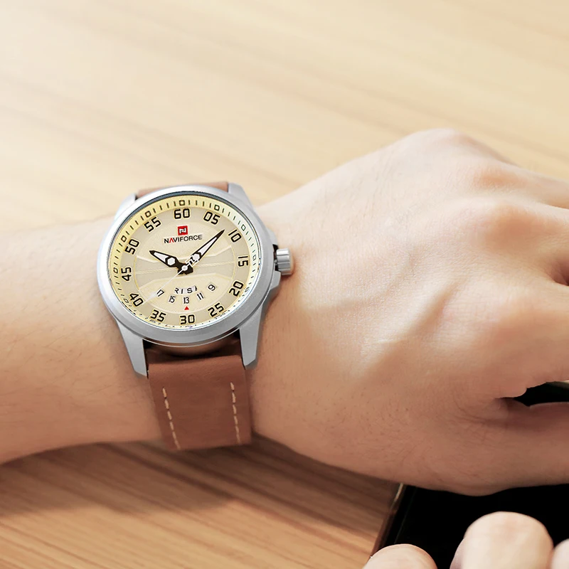 NAVIFORCE Men Sports Watches Men's Quartz Date Clock Man Leather Strap Military Waterproof Wrist watch relogio masculino