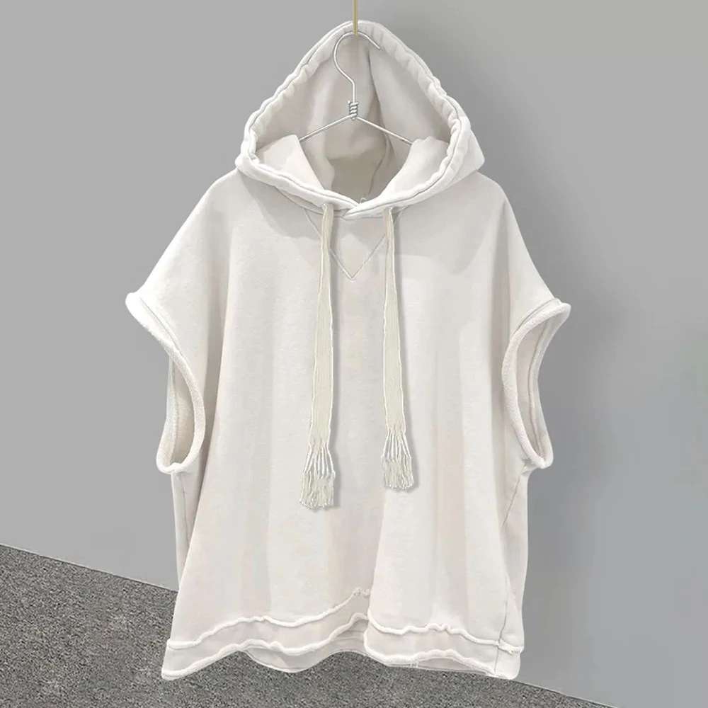 Casual Sports Shorts Suit 2025 Men's Summer Solid Color Hooded Vest Letter Printing Straight Five-point new Pants Loose and Versatile