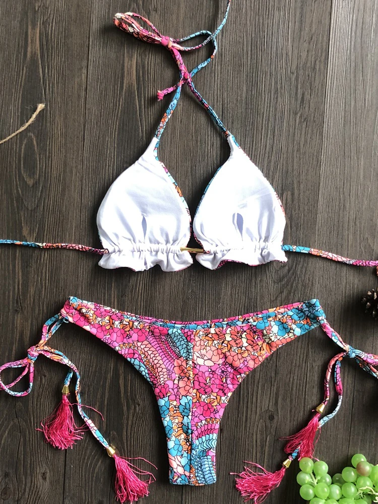 2022 Sexy Bikini Floral Print Swimwear String Bikini new Set Push Up 2025 Swimsuit Bikinis Women Biquini Beach Bathing Suit Women