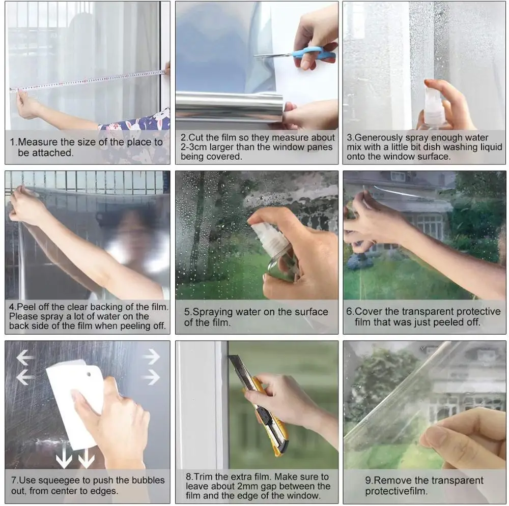 5/8/10 new Meter One Way Window Film Reflective Sier Mirror Window Tint Self-Adhesive Decal Glass 2025 Film for Home Privacy Protection
