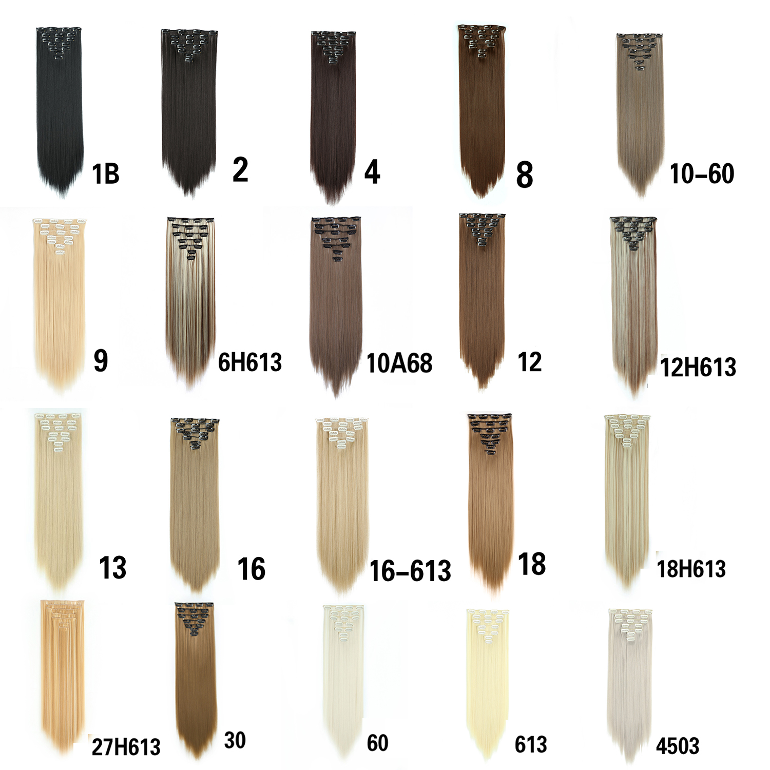 XINRAN Black Hair Extensions,Hair Extensions Clip in Long Straight Synthetic Hair Extensions Full Head For Women Black Brown 3c85e