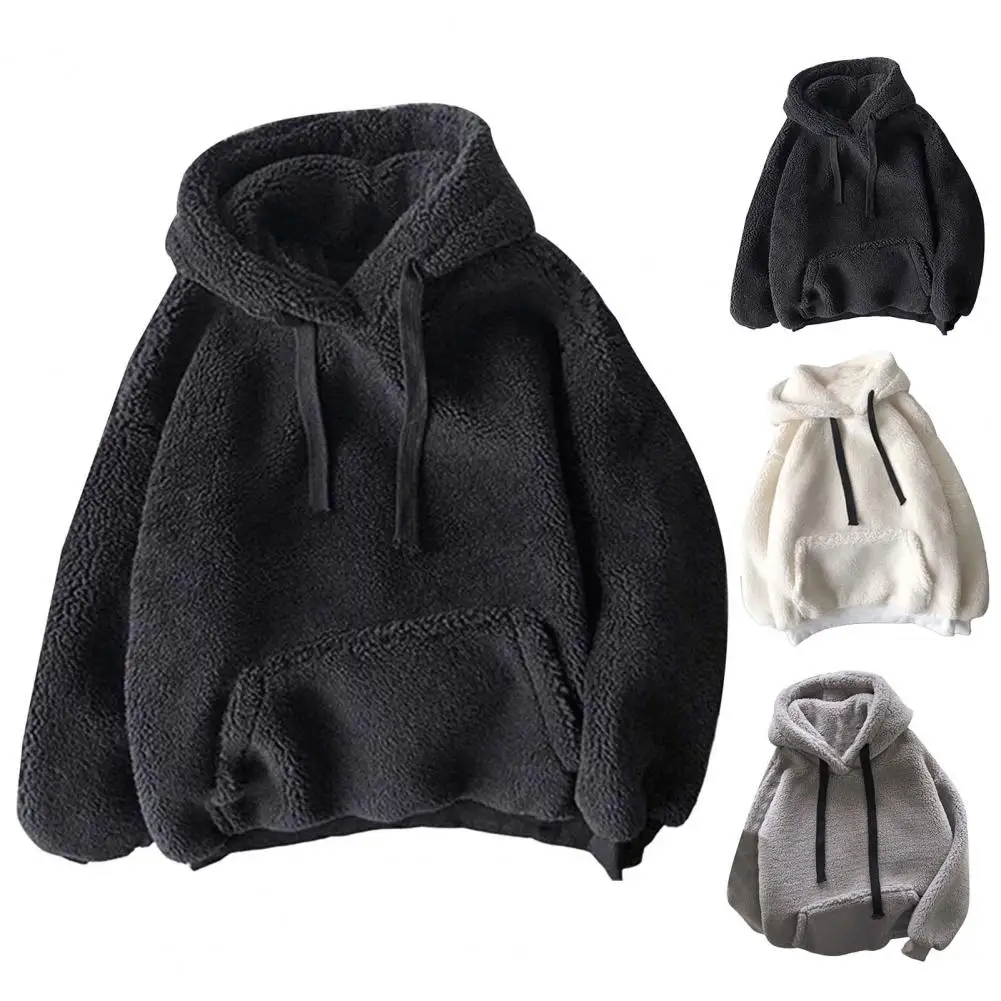 Pullover Casual 2025 new Autumn Hoodie Women Winter Hoodie Solid Color Hooded Long Sleeves Drawstring Patch Pocket Keep Warm Plush for Da