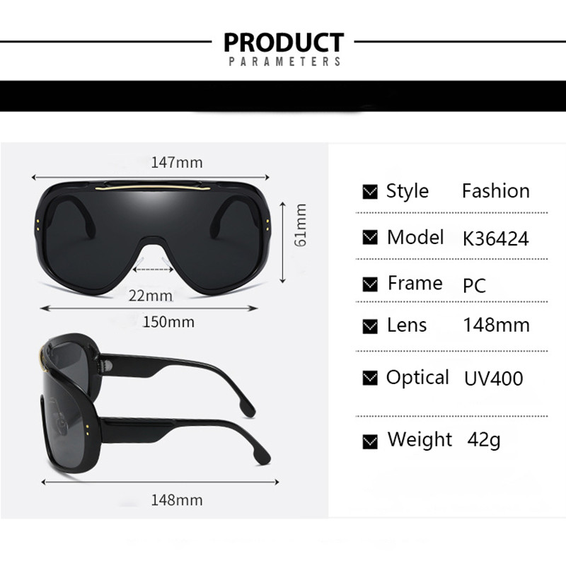 Emosnia Oversized Classic Men Sunglasses Women One Piece Brand Design Windproof Sun Glasses Sports Shield Big Frame Male UV400