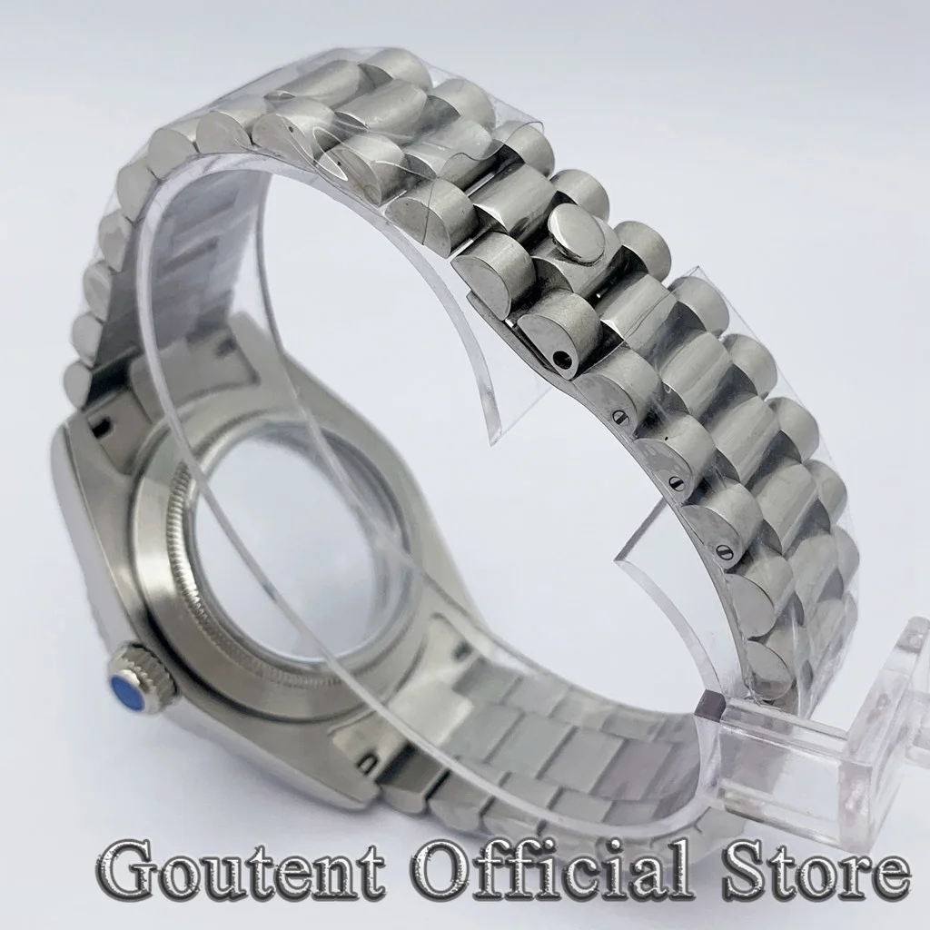 Goutent Sapphire Glass 36mm 39mm Presidential Bracelet Men's Watch Case Fit NH34 NH35 NH36 Miyota 8215 ETA2824 2836 Movement