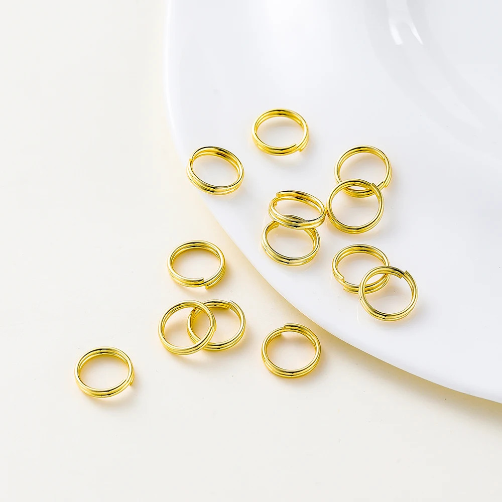 50pcs/lot 4-8mm 14K 18K Gold Plated Brass Double Loops Keyring Jump Rings Split Ring Connectors For DIY Jewelry Making Findings
