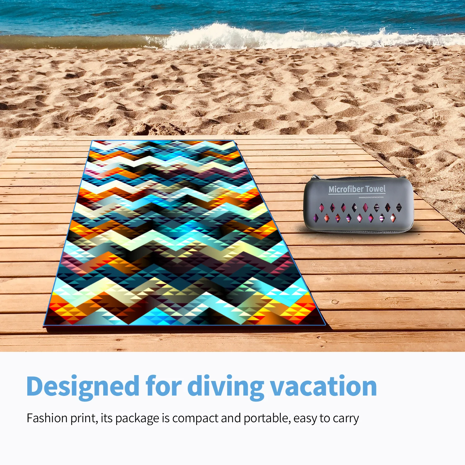 HiTurbo Microfiber Quick Drying Beach Towels With Carrying Bag, Ultra new 2025 Lightweight, Fast-drying Super Absorbent Bohemian Printing