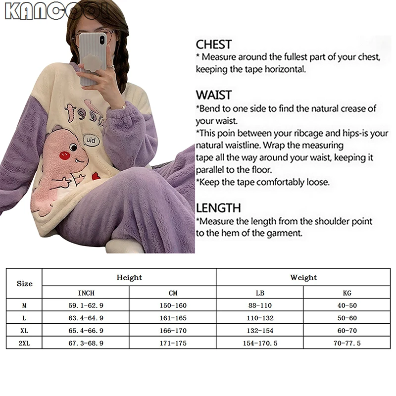 2pcs Women's Pamas Set Winter Warm Flannel Long-Sleeved Trousers Thick Coral 2025 new Veet Pyjamas Femmes Soft Home Wear For Women