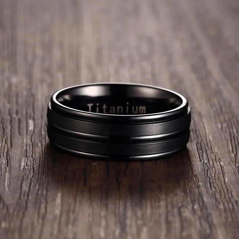 Vnox 8mm Black Men Ring new Titanium Carbide 2025 Casual Men's Jewelry Wedding Bands Classic Boyfriend Gift