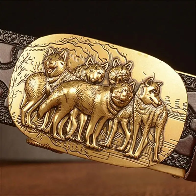 SupSindy New Men Genuine Leather Belt Gold Woes Metal new Automatic Buckle Cowhide Belts for Men 2025 Jeans Waistband Male Strap
