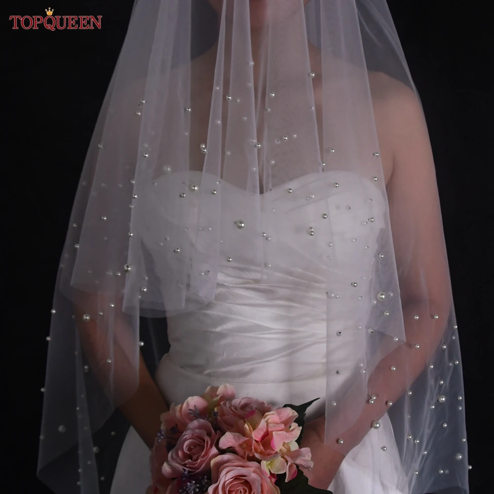 TOPQUEEN V171 2 Tier Royal new Cathedral Wedding Veil with Blusher Bridal Veils 2025 Pear Veil Bride Bachelorette Party Bride Accessories