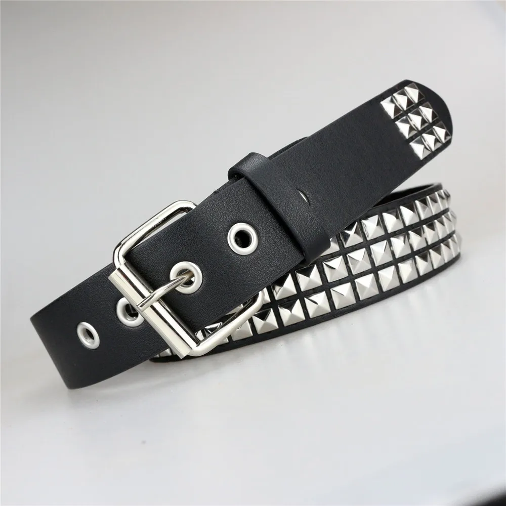 1-10PCS 2024 New Square Bead Rivet Belt Metal Pyramid Belt Men and Women Punk Hardware Jeans Belt Designer Belt Woman Belts