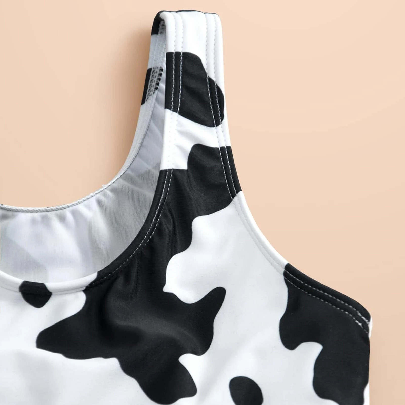 3PCS Swimsuit Women Beach Outfits new Sexy Bikinis Set Toddler Infant Girl Cow Print 2025 Swimsuit Summer Beachwear Black Bathing Suit