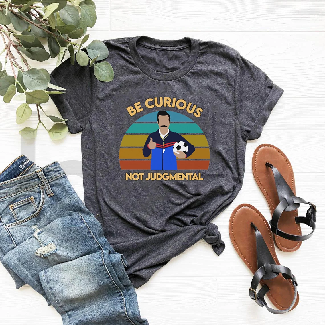 Be Curious Not Judgmental T Shirts Roy Kent Soccer T-shirt Funny Quote T Shirt Unisex Short Sleeve Graphic Tees Soccer Fan Gift