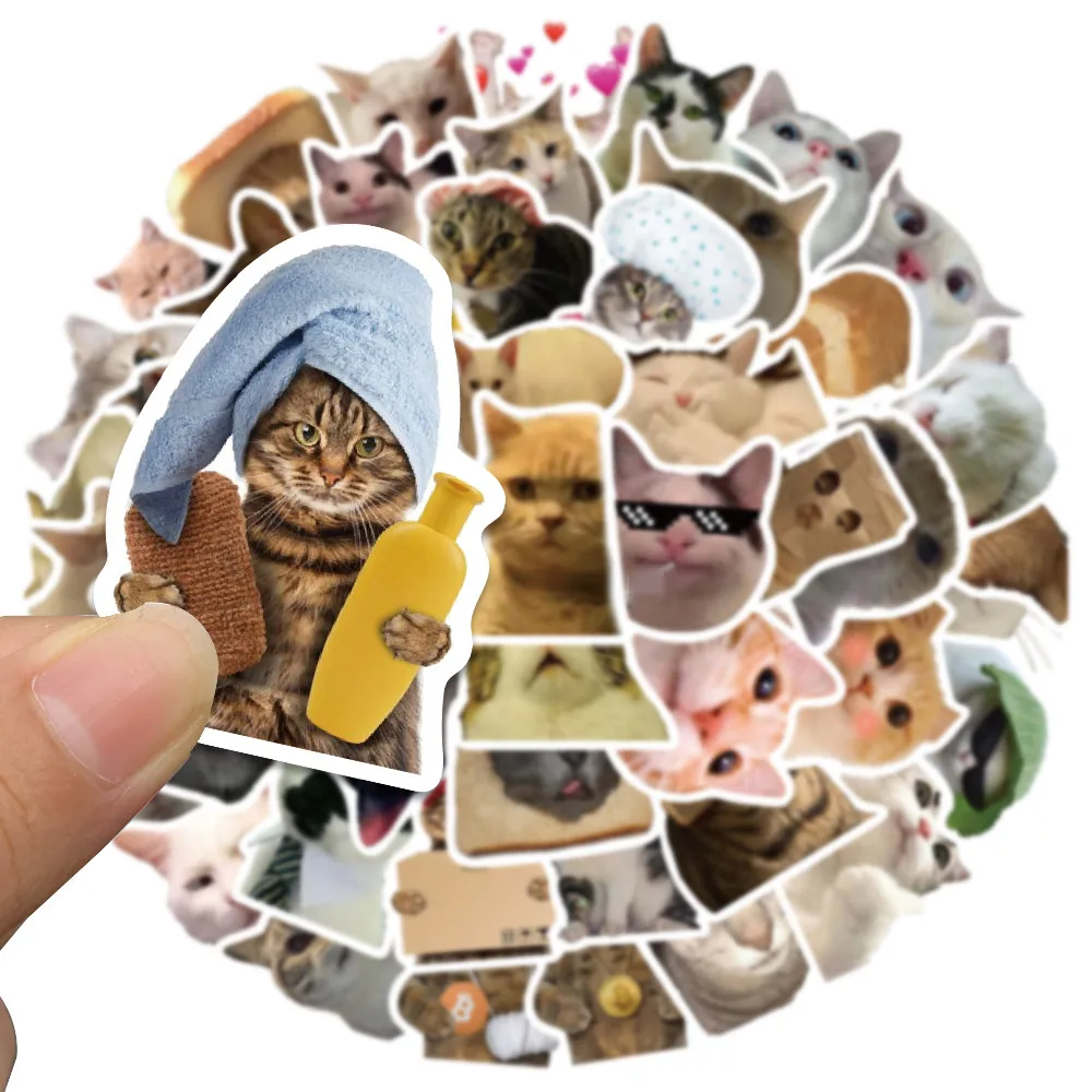 50pcs Cute Funny Cats Animal Stickers For Lage Laptop Guitar Phone Vinyl new Waterproof Graffiti 2025 Skateboard Car Decals