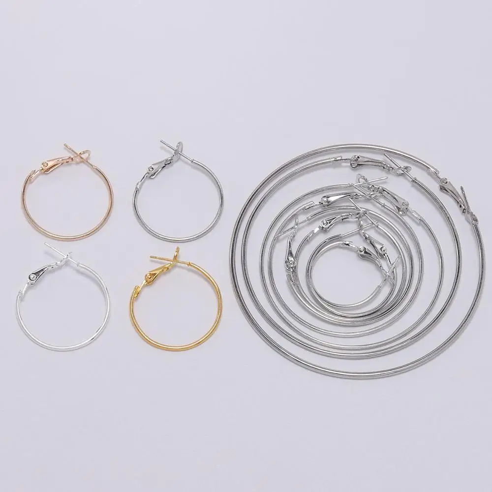 10Pcs/Lot 30 new 40 50 60 70mm Gold Round 2025 Big Hoop Earrings Accessories Exaggerated Hoop Ear For DIY Jewelry Making Finding