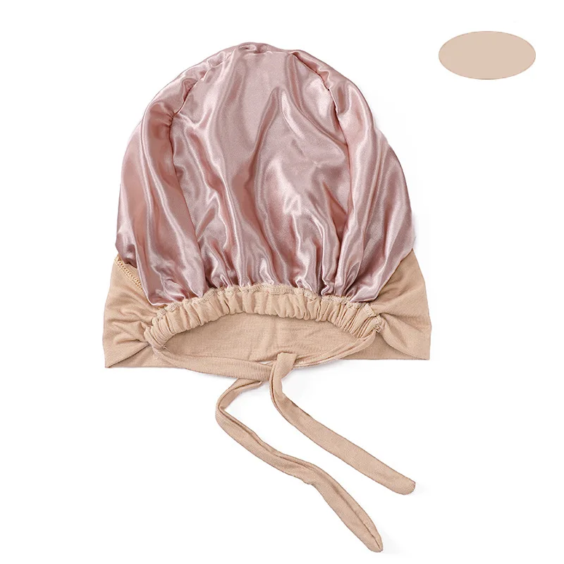 Satin Lined Silk Inner Hijab Caps Muslim Women Jersey Elastic 2025 Tie Back Underscarf Modal Stretch Turban new Bonnet Headwrap Turbante
