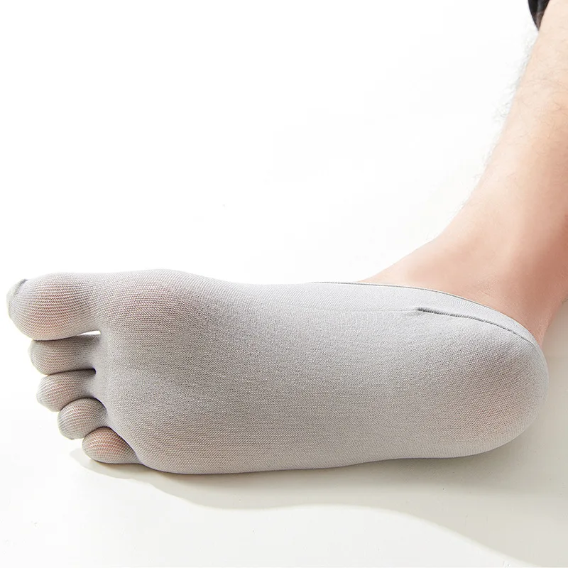 new 5 Pairs Mens Five Finger Silk Socks Invisible Summer Thin Breathable Stockings Japanese Plus Size Veet Five 2025 Toe Low Cut Socks