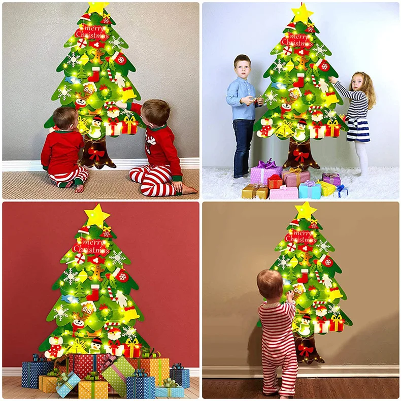 children DIY Felt Christmas Tree Merry Christmas Decorations For Home 2023 Christmas Ornaments Navidad New Year Gifts Xmas Tree dbb29