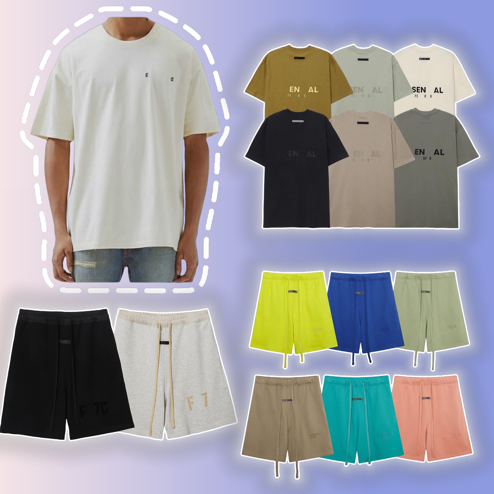 2024 Designer Summer Classic Tee EssencialLoungewear FOG 1977 Lounge Shorts Mens Womens Pullover Hip Hop Oversized Jersey Casual Loose Crop Fited